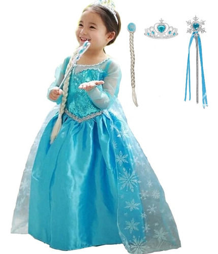 Disfraz Frozen Elsa Importado. Set Frozen Y Accesorios