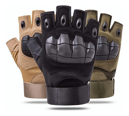 Guantes Tacticos Nudillos Almohadillas Militar Medio Dedo .