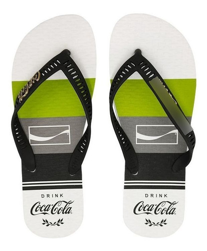 Chinelo Coca Cola Masc Sandália Branca Preta Concord Cc3533