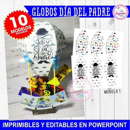 Kit Imprimible Globos Aerostaticos Dia Del Padre Editable #1