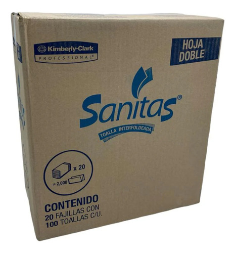 Toalla Interdoblada 20 Fajillas, 100 C/u Sanitas