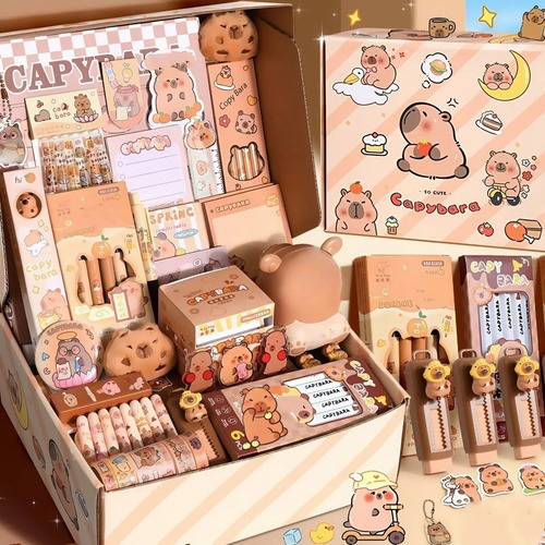 Set De Regalo De Papelería Con Temática De Capibara 138pcs