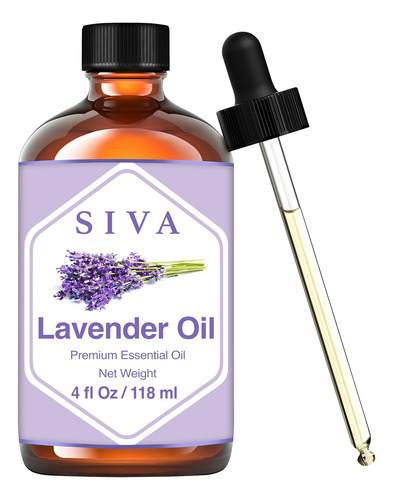 Aceite Esencial De Lavanda Siva, 4 Onzas Líquidas Con Gotero