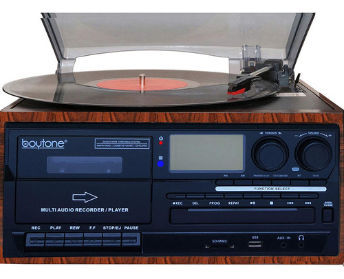 Boytone Bt-28mb, Tocadiscos Bluetooth De Estilo Clásico Co. Color Negro