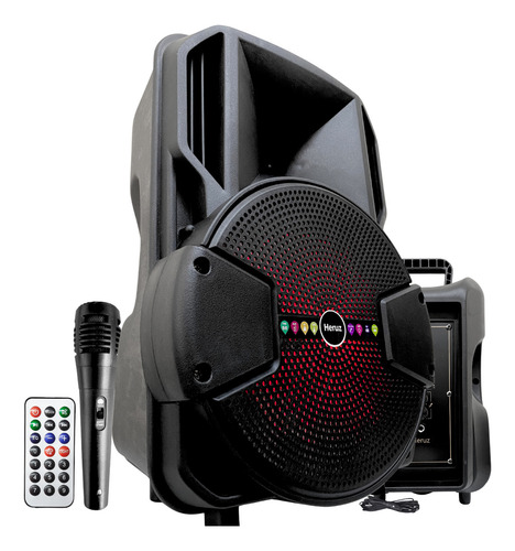 Caixa Som Portatil Alto Potente Grande de 8" e com Microfone Preto Heruz 711