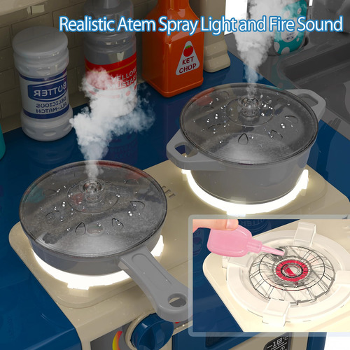 Set Juguetes Cocina Niños 46 Accesorios Luces Sonidos Realis Color