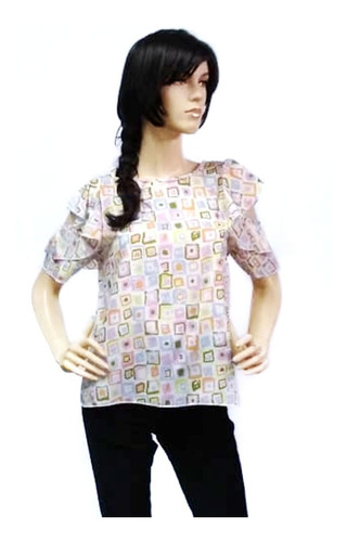 Blusa Cuadros Mangas En Capas Damas Rose Fashion