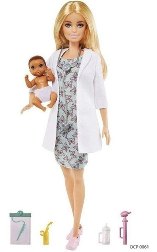 Imagem 1 de 3 de Barbie Profissões Deluxe- Médica Pediatra Com Bebê Mattel Ms