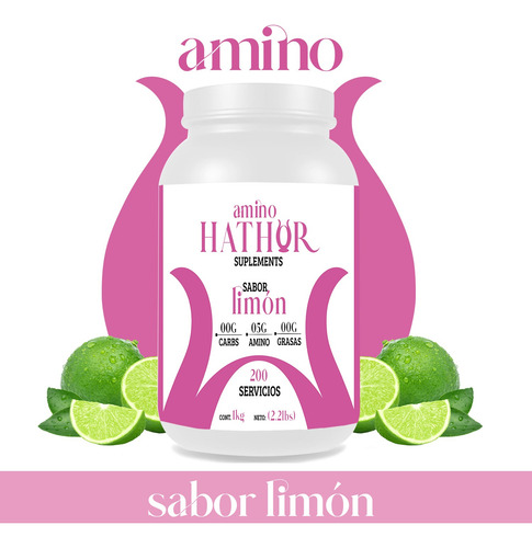 Aminoácidos En Polvo Hathor 1 Kg Varios Sabores 100 Servis Limón