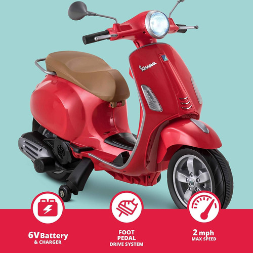 Kid Trax Trax Vespa Scooter Electric Ride On Toy, 3-5 Años,