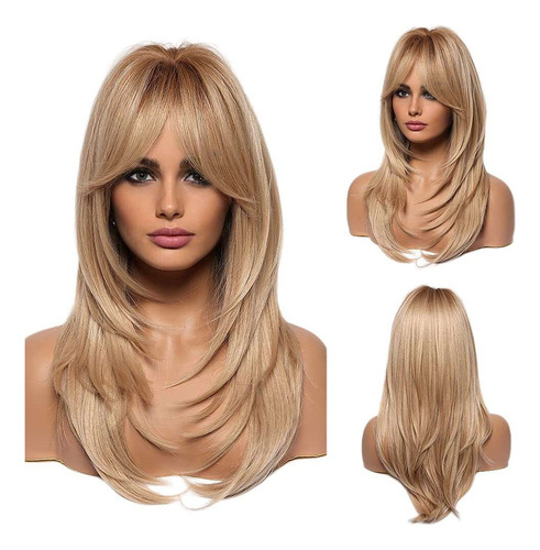 Perucas Longas, Peruca De Cabelo Em Camadas De Cinza Loira P