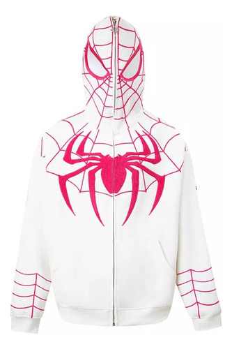 Spiderman Suéter Con Cremallera De Máscara Sudadera Blanco