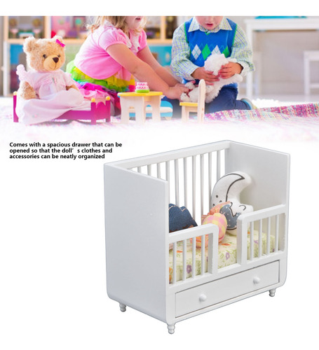Cama De Berço Em Miniatura Dollhouse Baby Doll 1:12 Diy Wood