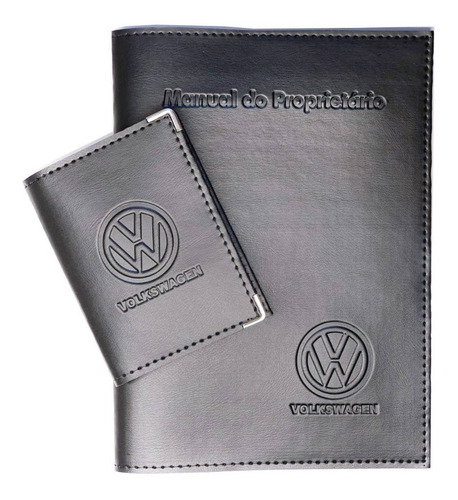 Imagem 2 de 7 de Kit Volkswagen Porta Manual E Porta Documentos Couro Eco