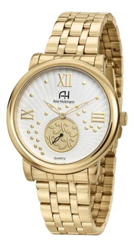 Relógio Ana Hickmann Ah29007h Feminino Aço Dourado Cor do fundo Branco