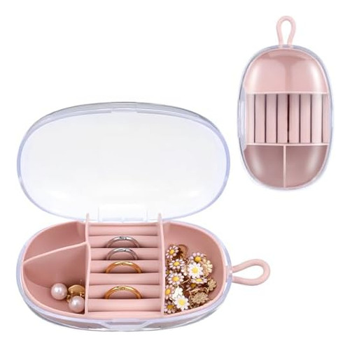 Joyero De Viaje Rosa Portátil Mini Estuche De Viaje, Soporte