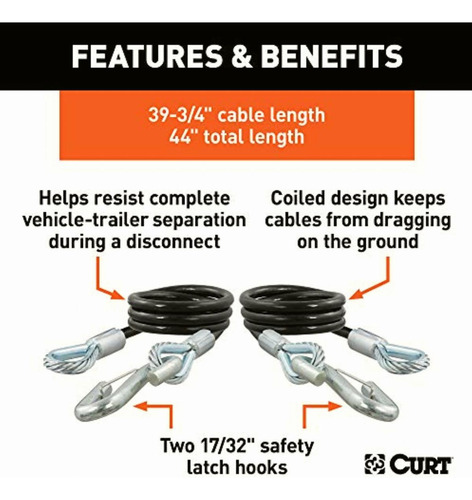 Curt 80176 Cables De Seguridad Para Remolque Con