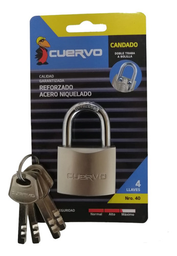 Candado Cuervo Acero Niquelado 40 Mm