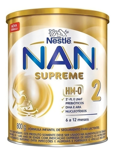 Leche de fórmula en polvo Nestlé Nan Supreme 2 800g