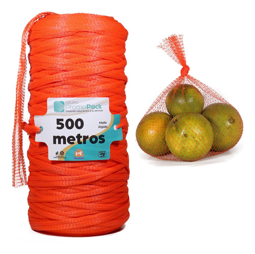 Malla Red Plástica Naranja En Rollo Para Empacar 500 M