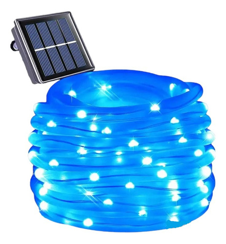 Manguera De Luz Solar Impermeable Con Alambre Hada Led 5mts Luces Azul