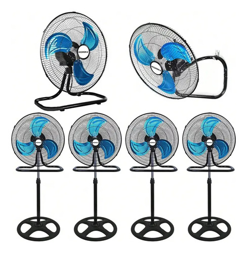 4pcs Moreka Ventilador 18 Pedestal Piso Pared 3 En 1 Aspas Metálica Estructura Azul Aspas Pateado Diámetro 45 Cm Frecuencia 60 Hz Material De Las Aspas Metal
