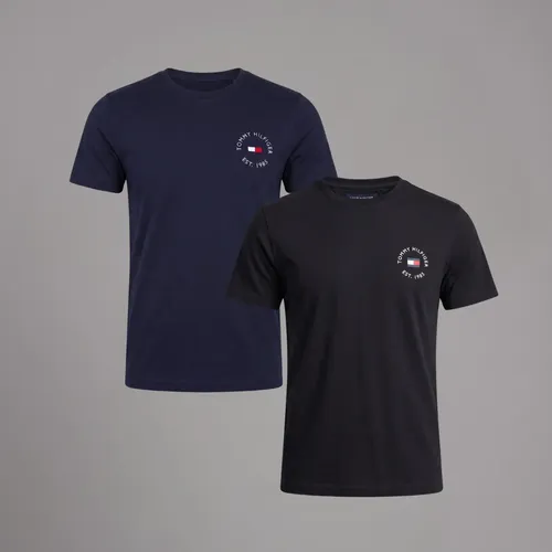 Kit Camiseta Tommy Hilfiger Logo Chest Preta/azul Masculina Preto/azul-marinho Gg Masculino