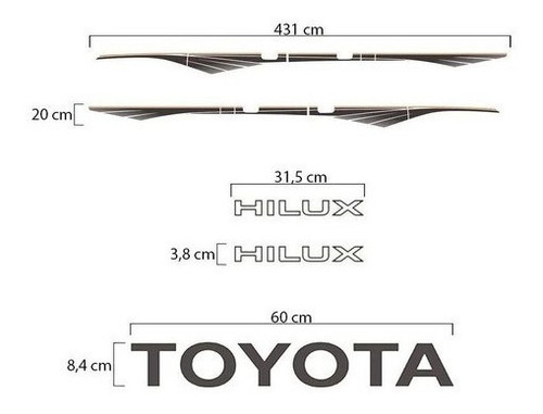 Imagem 5 de 5 de Faixa Hilux Adesivo Lateral 1992/04 + Faixa Traseira Toyota