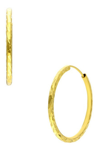 Arracadas Oro Aretes Oro10k Diamantado 20mm