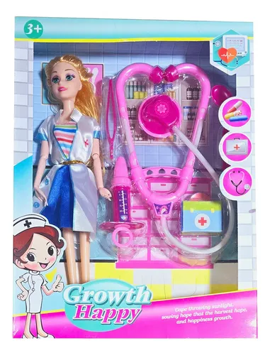 Muñeca Doctora Bata Enfermera Estetoscopio Juguete Niñas