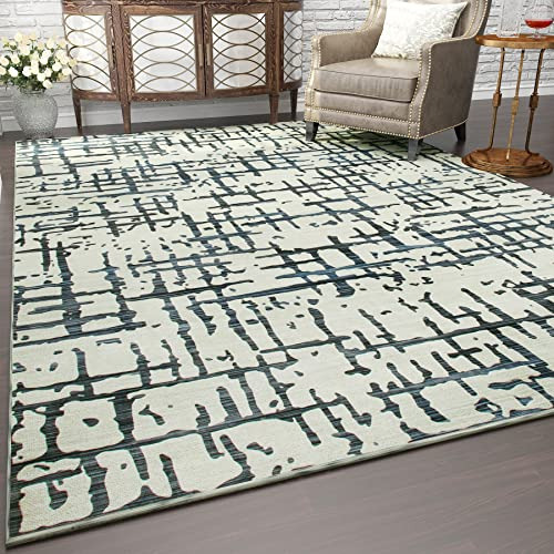 Area Rug 5x7 Ft Neutral Modern Carpet Rug For Living Ro...