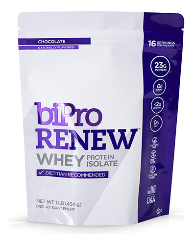 Bipro Renew 100 % Whey Isolate Protein Powder, Chocolate, 1