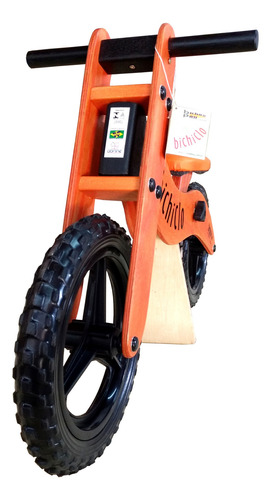 Imagem 3 de 4 de Bicicleta Infantil De Madeira Aro 12 - Bichiclo Laranja