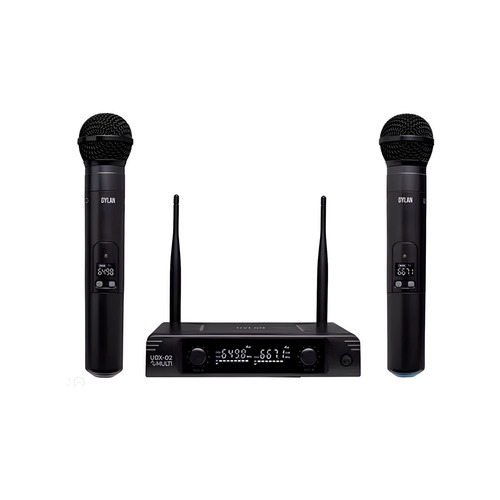 Microfones Dylan UDX-02 Multi Dinâmico Cardioide Preto Sem Fio