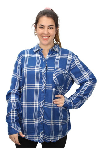 Camisa Cuadrille Mujer Talle Grande Twill Importada Anaandi