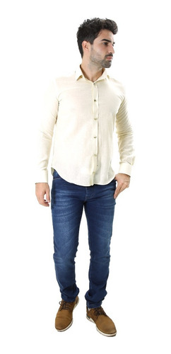Imagem 2 de 5 de Camisa Social Linho Palha