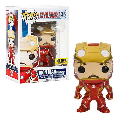 Funko Pop Civil War Iron Man Unmasked 136 Hot Topic