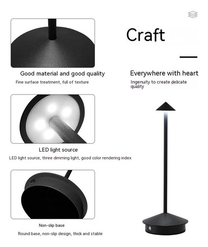 Lámpara De Mesa Con Control Táctil, 3 Modos, Usb, Led, Decor