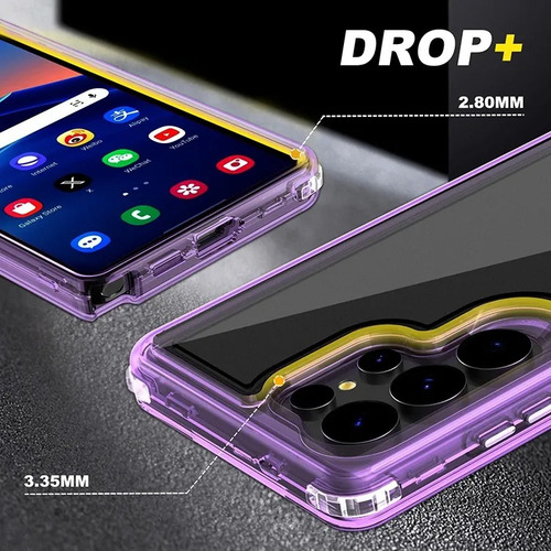 Funda Para Samsung Uso Rudo 3 En 1 Grado Militar Antigolpes Lila Samsung S23 Ultra