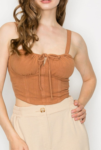 Blusa Iris De Tirantes En Lino Con Escote V Para Mujer