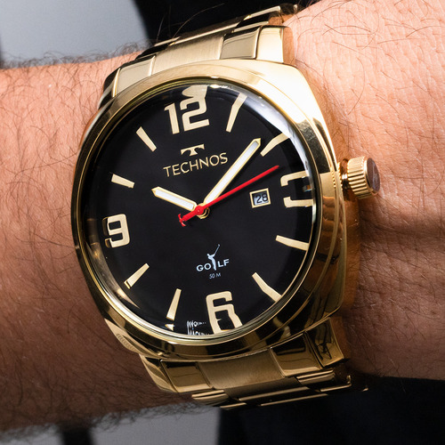 Relógio Technos Masculino Golf Dourado - 2115txd/1p Bisel Preto