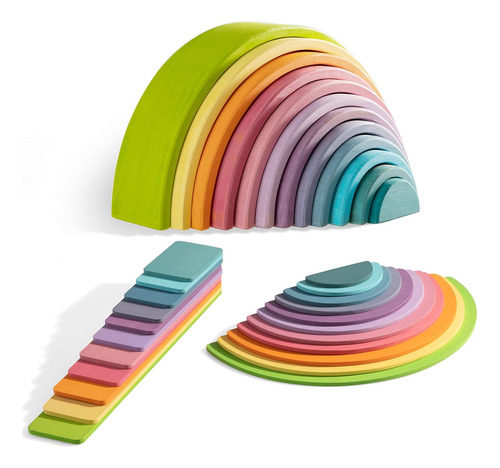 Juego De Apilador De Arco Iris De Madera Juego De Juguetes