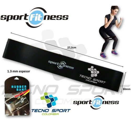 Imagen 2 de 7 de Banda Poder Elástica Pierna Sportfitness Negra Tonifica Gym