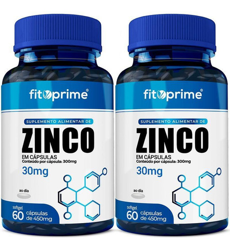 2 Potes Zinco 30mg 60cps Fitoprime