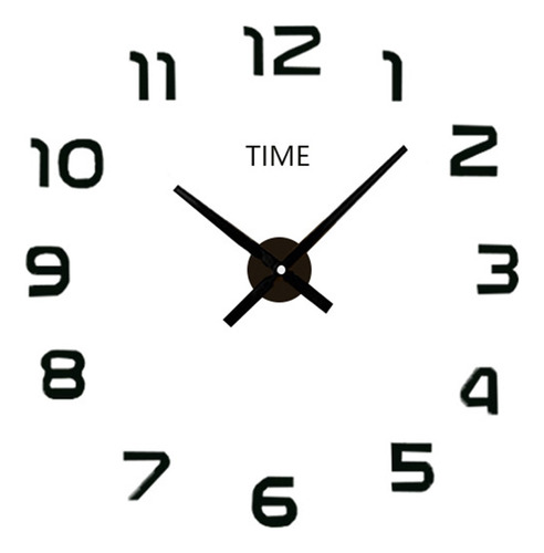 Reloj De Pared Mute 3d Grande Números Negros 120cm