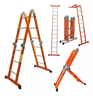 Escalera de acero multipropósito Peldaños 333614 naranja