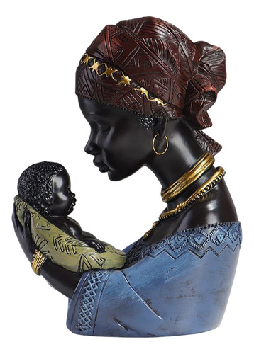 Adornos De Estatua De Mujer Negra Africana De Resina Tri [u]