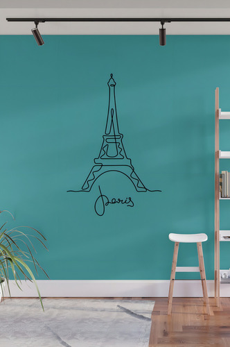 Viniles Decorativos Vinil Pared Trazo Continuo Torre Eiffel Color Negro