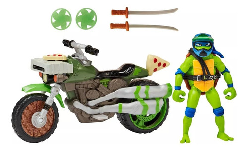Tortugas Ninja Figura De Accion Leonardo Con Motocicleta