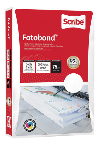 Papel Fotobond Blanco Doble Carta - Paquete Con 500 Hojas